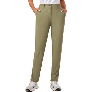 imageLittle Donkey Andy Womens Golf Pants Stretch Quick Dry Lightweight Straight Leg Business Casual Slacks with PocketsDeep Lichen Green