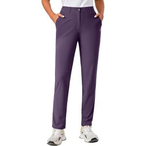 imageLittle Donkey Andy Womens Golf Pants Stretch Quick Dry Lightweight Straight Leg Business Casual Slacks with PocketsDeep Purple