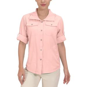 imageLittle Donkey Andy Womens Hoodie Long Sleeve Shirt UPF 50 Sun Protection Outdoor Quick Dry Fishing Hiking ShirtsHood Peachy Pink