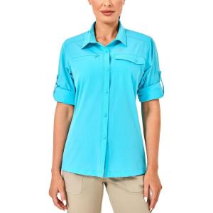 imageLittle Donkey Andy Womens Long Sleeve Travel Shirt UPF 50 Safari Shirt Outdoor Cool Quick Dry Hiking ShirtsL Blue