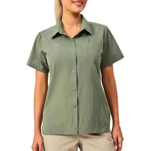 imageLittle Donkey Andy Womens Long Sleeve Travel Shirt UPF 50 Safari Shirt Outdoor Cool Quick Dry Hiking ShirtsS Army Green