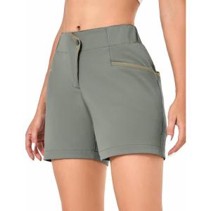 imageLittle Donkey Andy 5 Inch Inseam Nylon Shorts for Women Stretch Quick Dry Shorts for Hiking Travel CasualGray Green