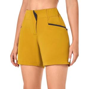 imageLittle Donkey Andy 5 Inch Inseam Nylon Shorts for Women Stretch Quick Dry Shorts for Hiking Travel CasualYellow