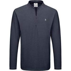 imageLittle Donkey Andy Mens Lightweight Quarter Zip PulloverUPF 50 Long Sleeve Athletic Shirts for Outdoor Running GolfGray Heather