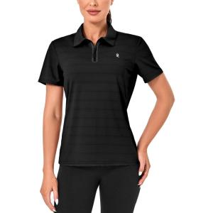 imageLittle Donkey Andy Womens Golf Polo Shirts Short Sleeve Zip Up Active Shirts for Tennis Workout UltraBreathable UPF 50Black