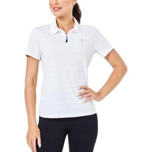 imageLittle Donkey Andy Womens Golf Polo Shirts Short Sleeve Zip Up Active Shirts for Tennis Workout UltraBreathable UPF 50White