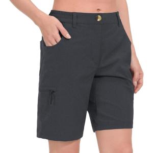 imageLittle Donkey Andy Womens Hiking Shorts 9 Inch Inseam Lightweight Golf Shorts Quick Dry with Zippered PocketsBlack Heather