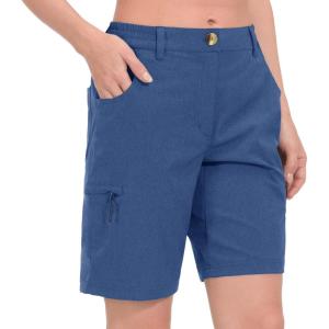imageLittle Donkey Andy Womens Hiking Shorts 9 Inch Inseam Lightweight Golf Shorts Quick Dry with Zippered PocketsBlue Heather