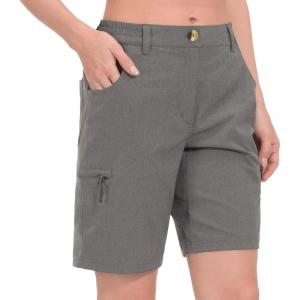 imageLittle Donkey Andy Womens Hiking Shorts 9 Inch Inseam Lightweight Golf Shorts Quick Dry with Zippered PocketsGray Heather
