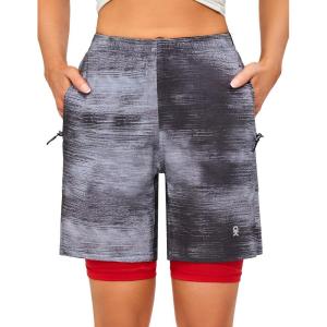 imageLittle Donkey Andy Womens Quick Dry Board Shorts 9quot Lightweight Stretch Swim Beach Shorts with Liner and PocketsBlack Tie Dye
