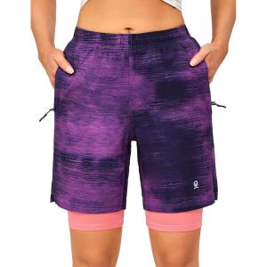 imageLittle Donkey Andy Womens Quick Dry Board Shorts 9quot Lightweight Stretch Swim Beach Shorts with Liner and PocketsWillowherb Tie Dye