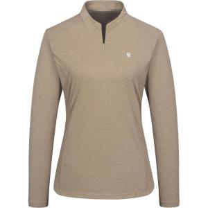 imageLittle Donkey Andy Womens UPF50 Shirts 14 Zip Long Sleeve Pullover Quick Dry Lightweight Golf Hiking Tops Rash GuardDark Khaki