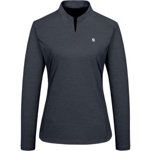 imageLittle Donkey Andy Womens UPF50 Shirts 14 Zip Long Sleeve Pullover Quick Dry Lightweight Golf Hiking Tops Rash GuardGrey