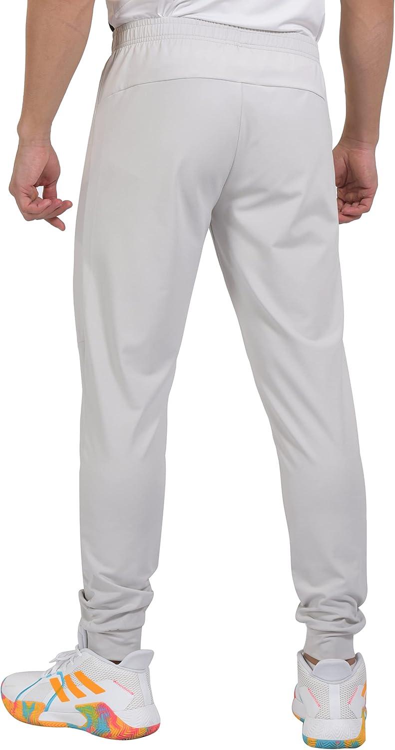 imageLittle Donkey Andy Mens Jogger Pants Sweatpants with Zipper Pockets Tapered Athletic Pants for Men Running Gym WorkoutGrayishwhite