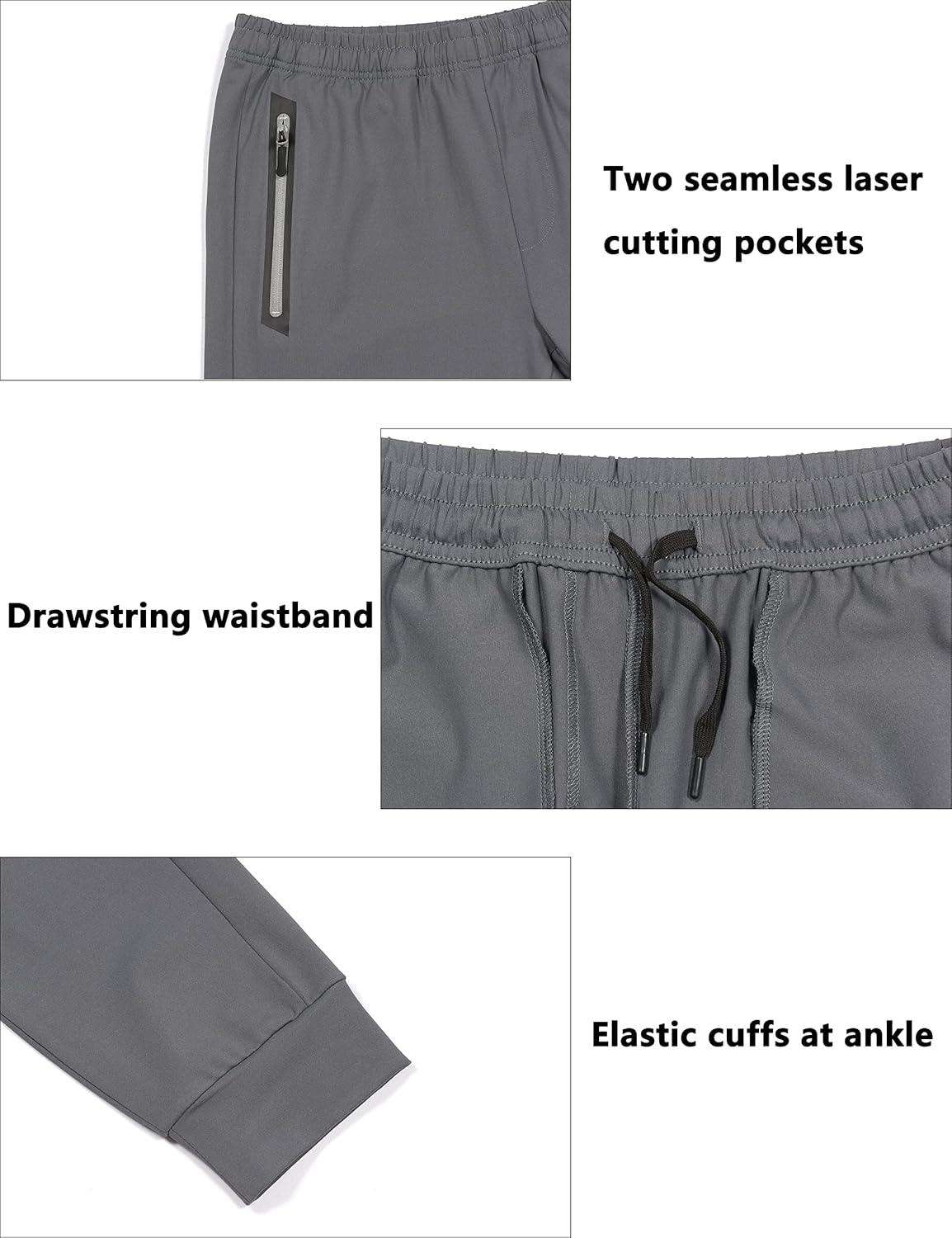 imageLittle Donkey Andy Mens Jogger Pants Sweatpants with Zipper Pockets Tapered Athletic Pants for Men Running Gym WorkoutGrey