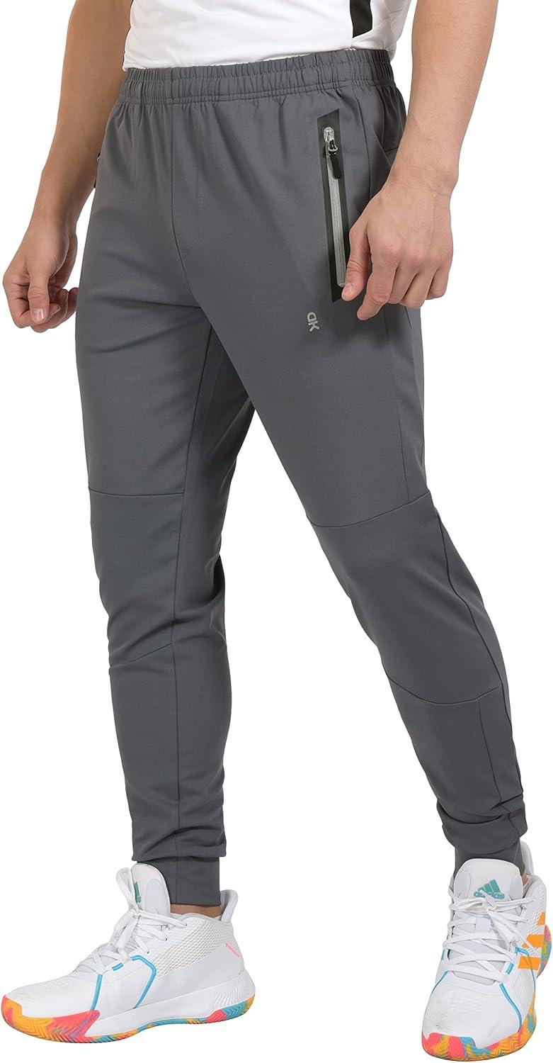 imageLittle Donkey Andy Mens Jogger Pants Sweatpants with Zipper Pockets Tapered Athletic Pants for Men Running Gym WorkoutGrey