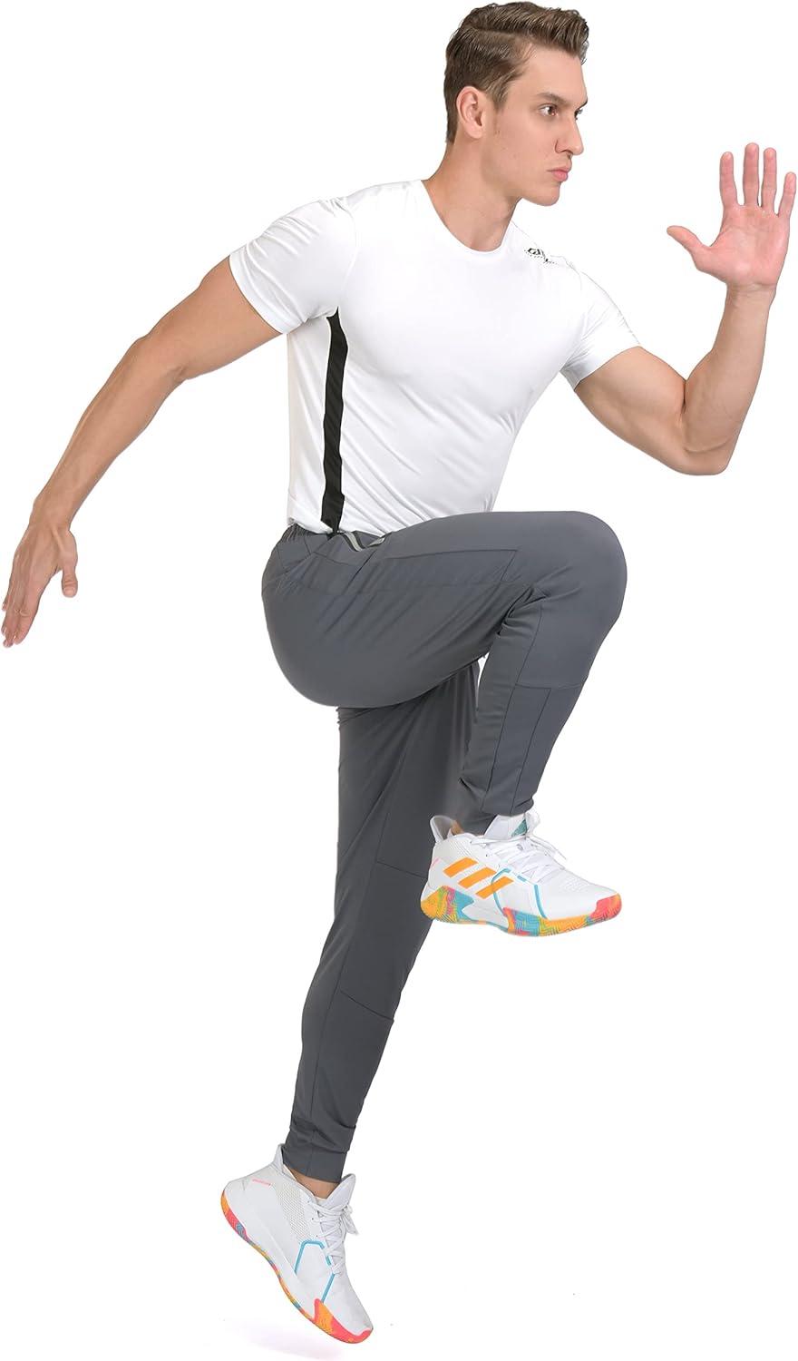 imageLittle Donkey Andy Mens Jogger Pants Sweatpants with Zipper Pockets Tapered Athletic Pants for Men Running Gym WorkoutGrey