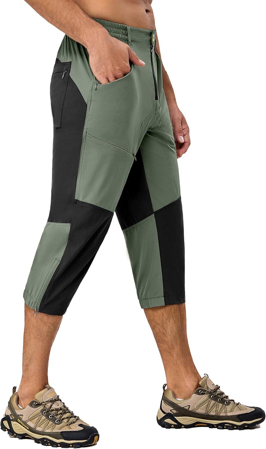 imageLittle Donkey Andy Mens Quick Dry 34 Pants Capri Shorts Lightweight Hiking Running Travel CasualGreenbrier