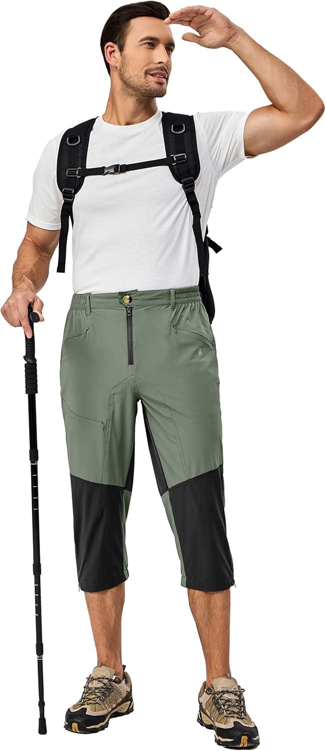 imageLittle Donkey Andy Mens Quick Dry 34 Pants Capri Shorts Lightweight Hiking Running Travel CasualGreenbrier