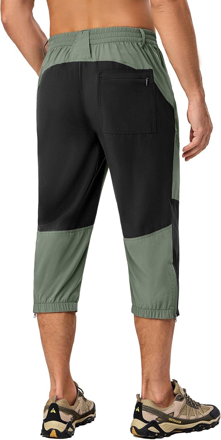 imageLittle Donkey Andy Mens Quick Dry 34 Pants Capri Shorts Lightweight Hiking Running Travel CasualGreenbrier