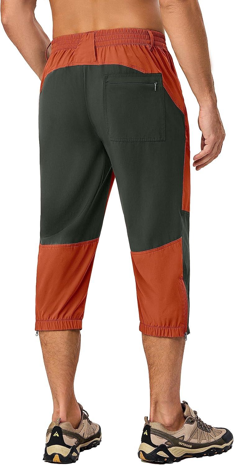 imageLittle Donkey Andy Mens Quick Dry 34 Pants Capri Shorts Lightweight Hiking Running Travel CasualVibrant Orange