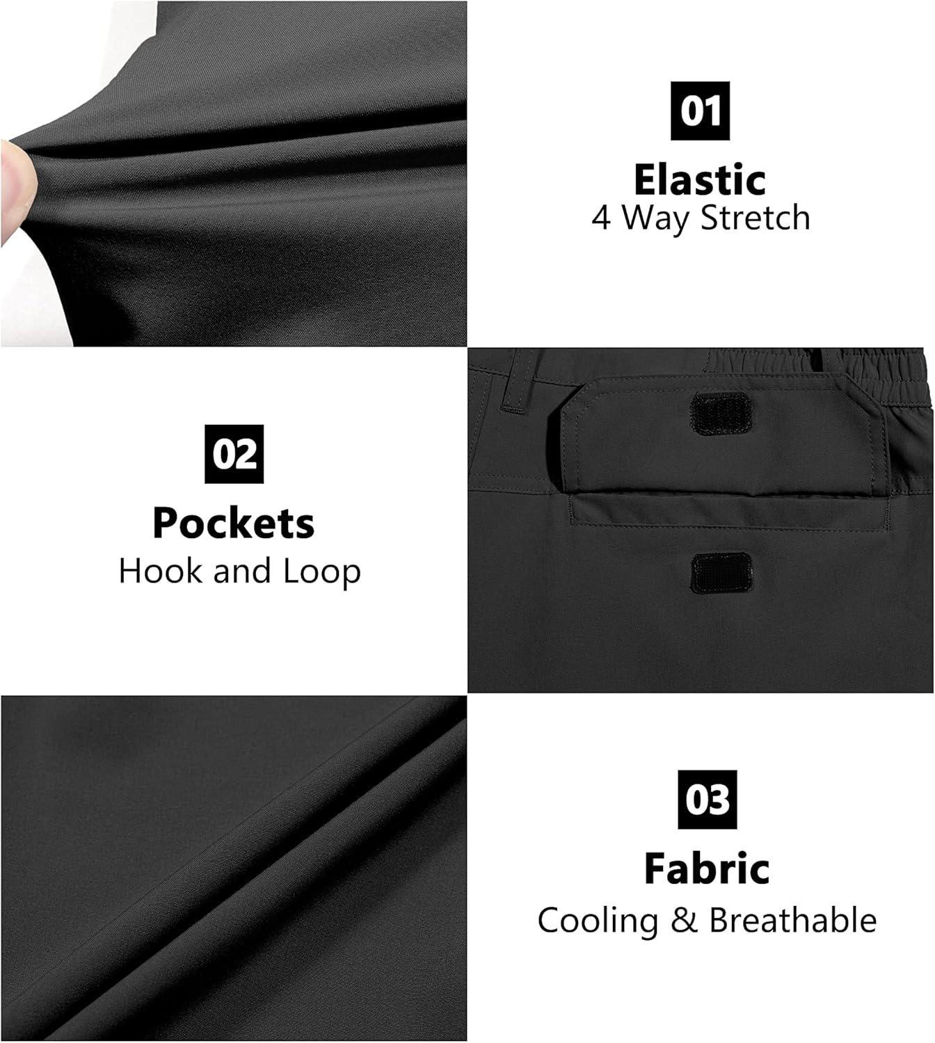 imageLittle Donkey Andy Mens Stretch Convertible Pants ZipOff Lightweight QuickDry Hiking Fishing Travel PantsBlack