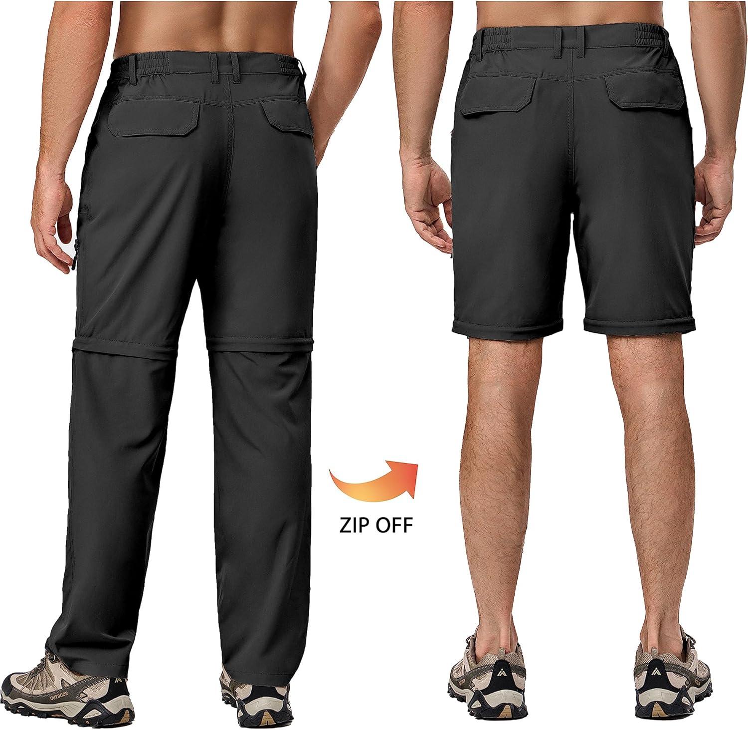 imageLittle Donkey Andy Mens Stretch Convertible Pants ZipOff Lightweight QuickDry Hiking Fishing Travel PantsBlack