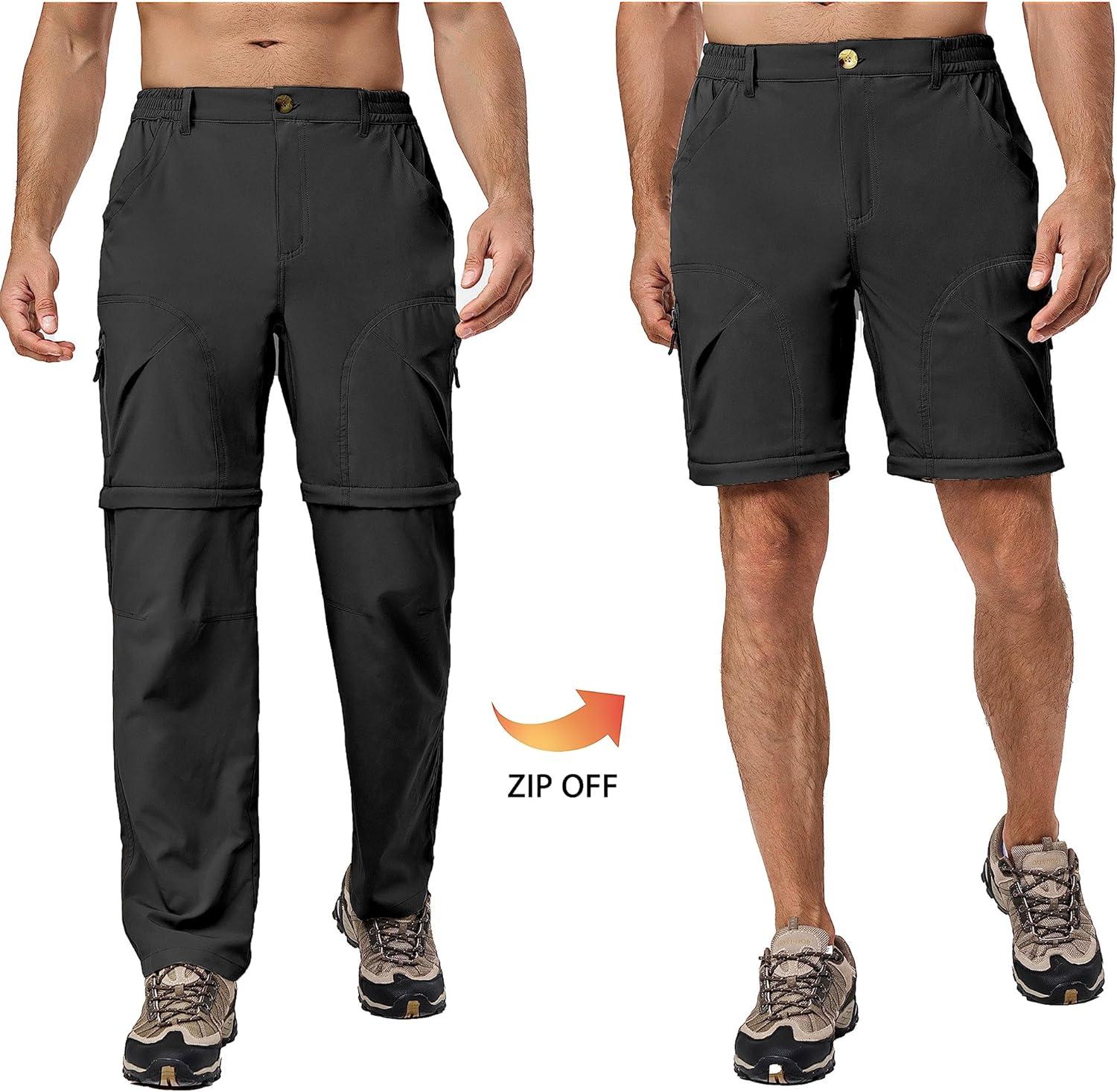 imageLittle Donkey Andy Mens Stretch Convertible Pants ZipOff Lightweight QuickDry Hiking Fishing Travel PantsBlack