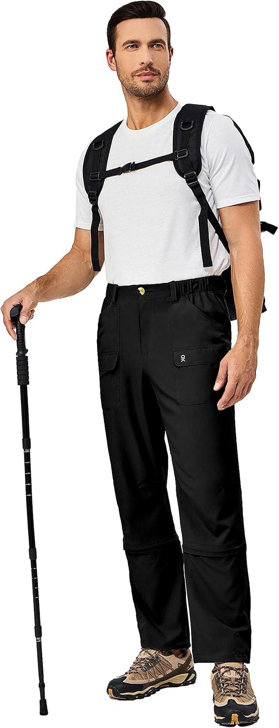 imageLittle Donkey Andy Mens Stretch Convertible Pants ZipOff Lightweight QuickDry Hiking Fishing Travel PantsCapris Black