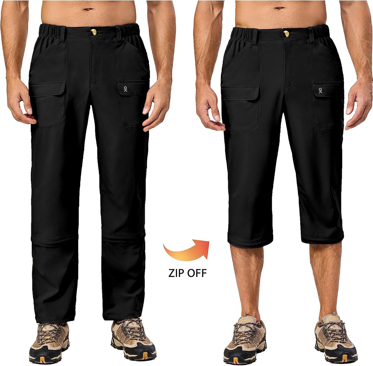 imageLittle Donkey Andy Mens Stretch Convertible Pants ZipOff Lightweight QuickDry Hiking Fishing Travel PantsCapris Black
