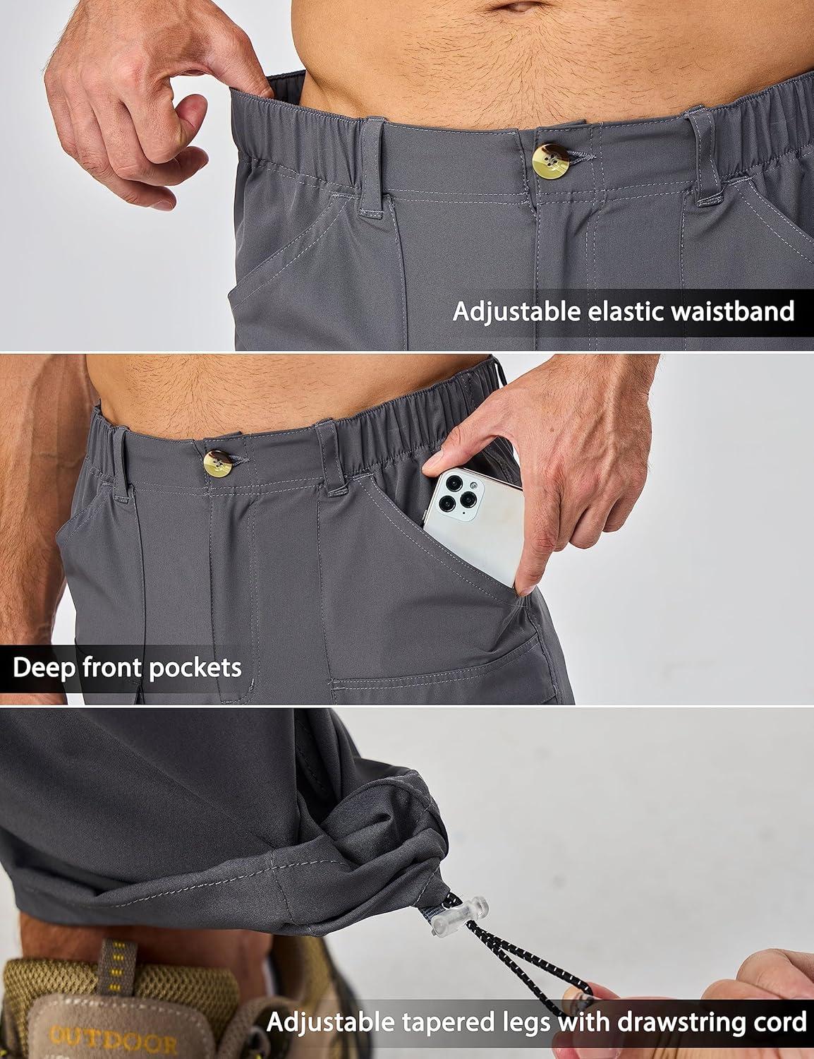 imageLittle Donkey Andy Mens Stretch Convertible Pants ZipOff Lightweight QuickDry Hiking Fishing Travel PantsCapris Grey