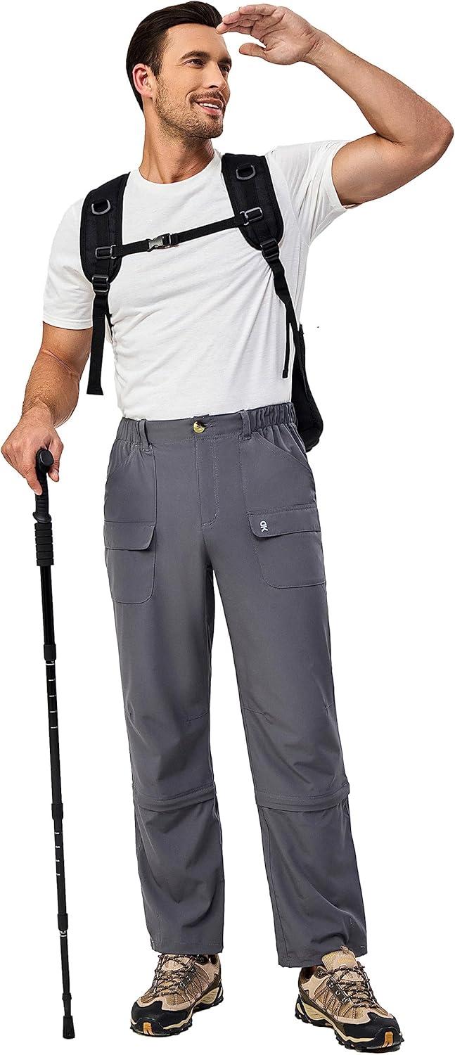 imageLittle Donkey Andy Mens Stretch Convertible Pants ZipOff Lightweight QuickDry Hiking Fishing Travel PantsCapris Grey