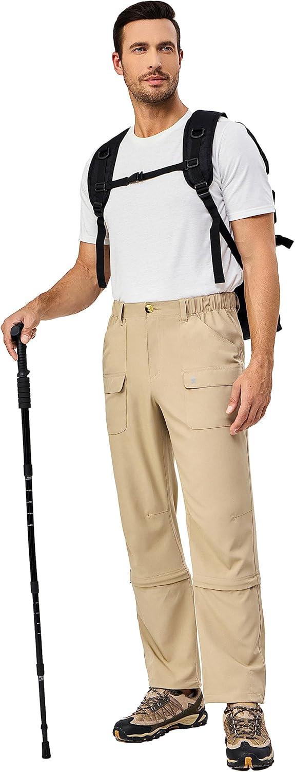 imageLittle Donkey Andy Mens Stretch Convertible Pants ZipOff Lightweight QuickDry Hiking Fishing Travel PantsCapris Khaki