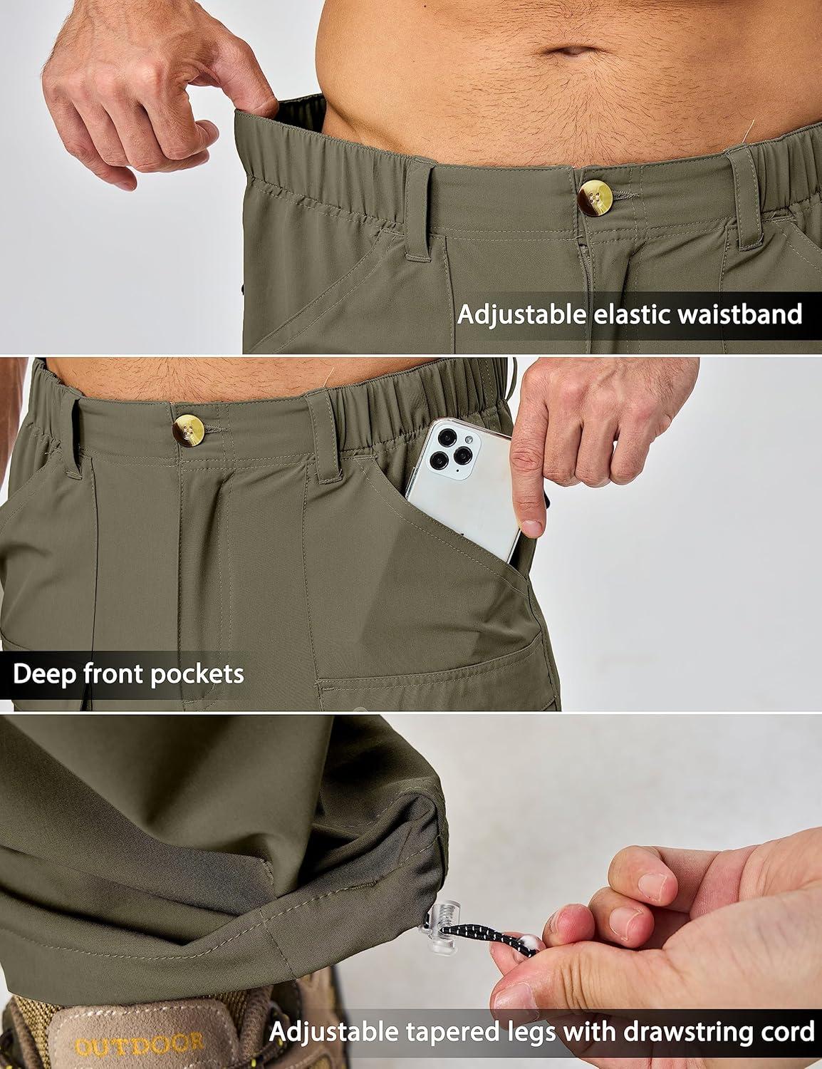 imageLittle Donkey Andy Mens Stretch Convertible Pants ZipOff Lightweight QuickDry Hiking Fishing Travel PantsCapris Laurel Oak