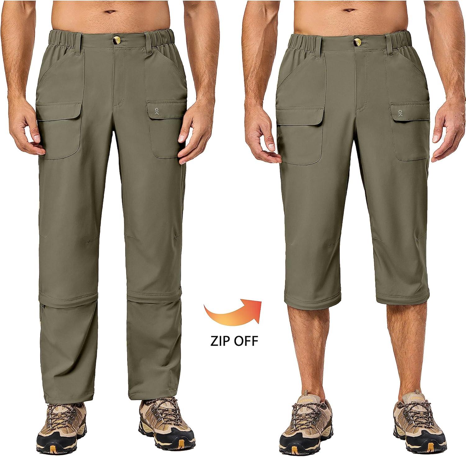imageLittle Donkey Andy Mens Stretch Convertible Pants ZipOff Lightweight QuickDry Hiking Fishing Travel PantsCapris Laurel Oak
