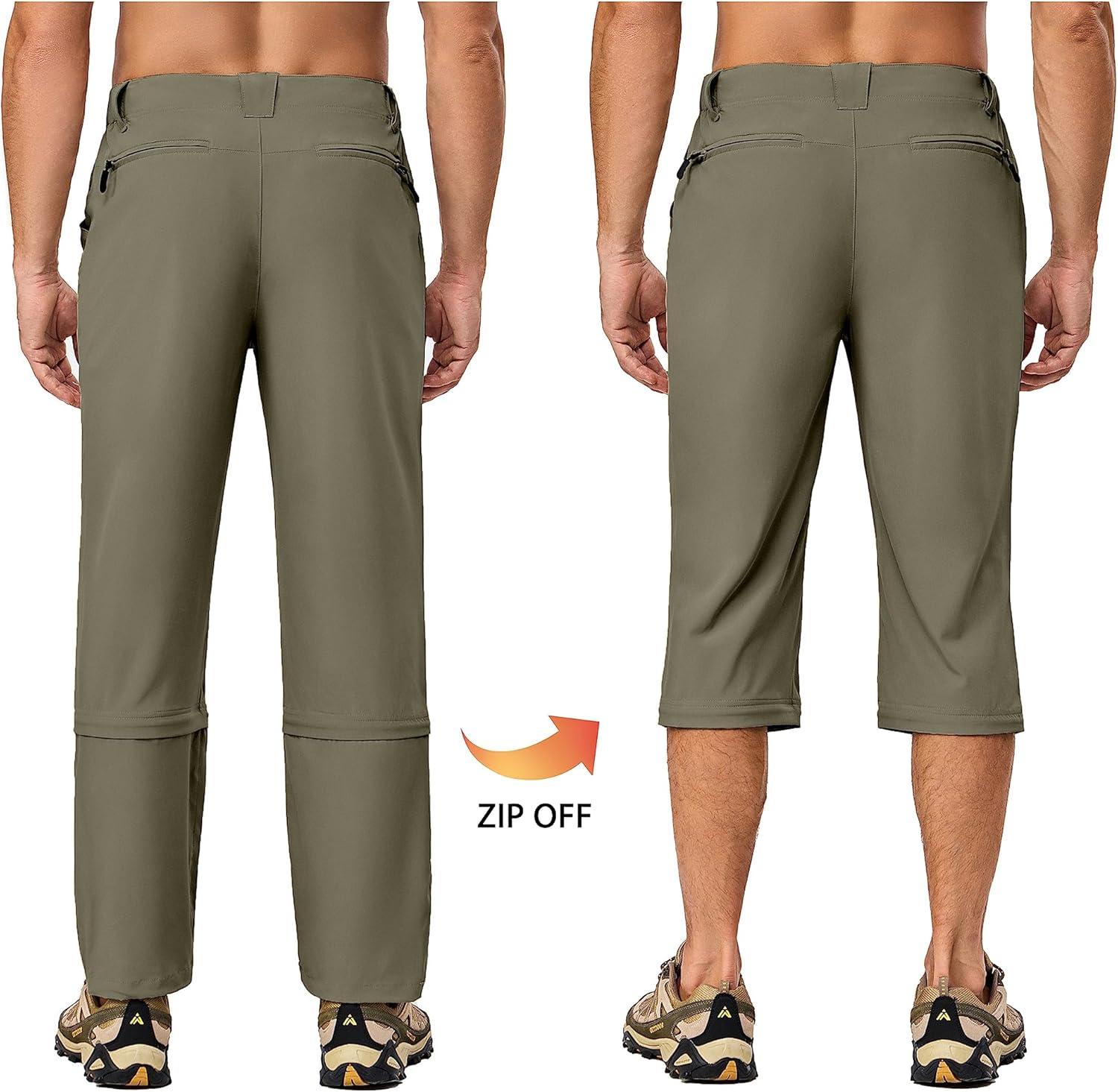 imageLittle Donkey Andy Mens Stretch Convertible Pants ZipOff Lightweight QuickDry Hiking Fishing Travel PantsCapris Laurel Oak