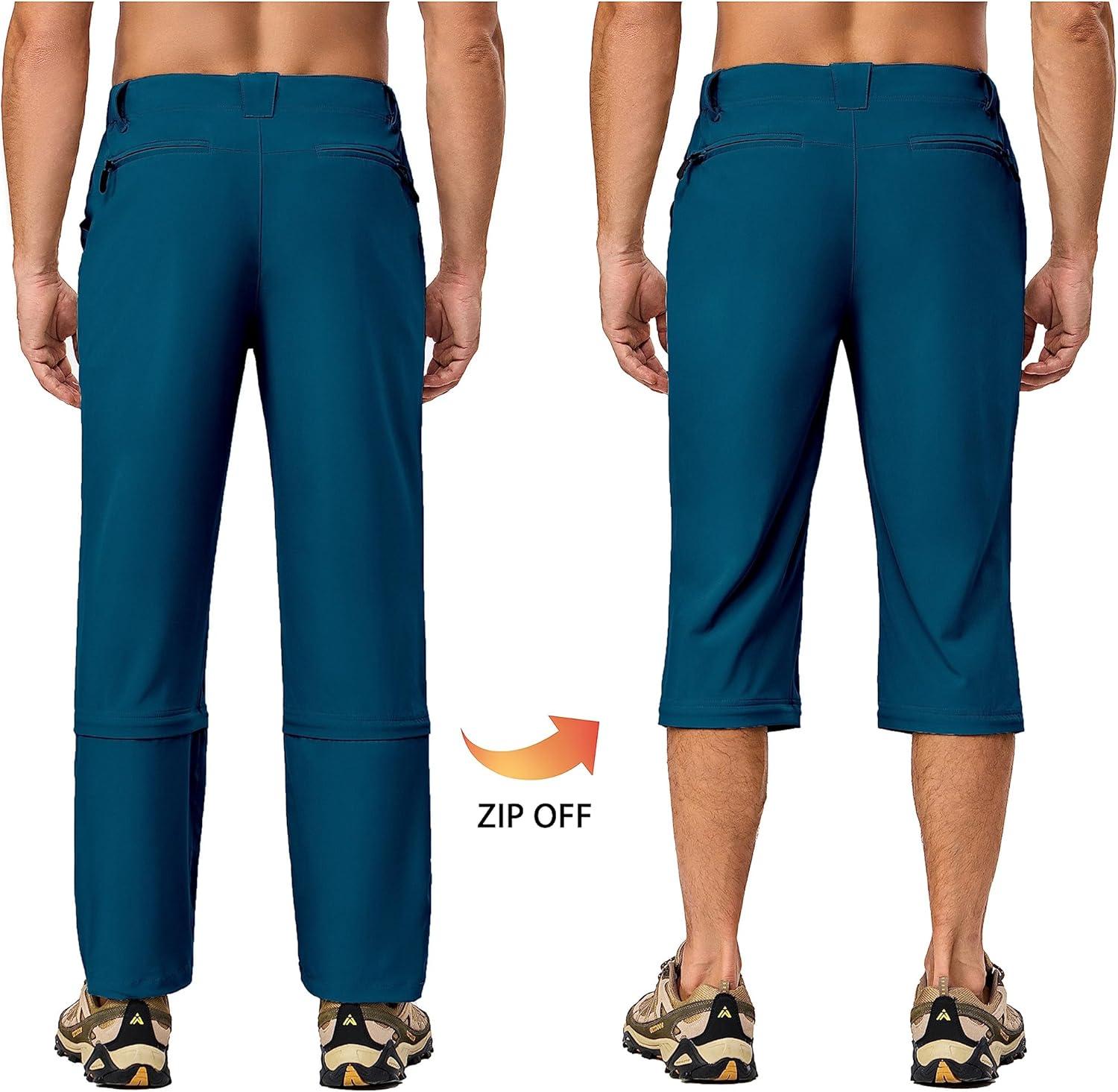 imageLittle Donkey Andy Mens Stretch Convertible Pants ZipOff Lightweight QuickDry Hiking Fishing Travel PantsCapris Navy Blue
