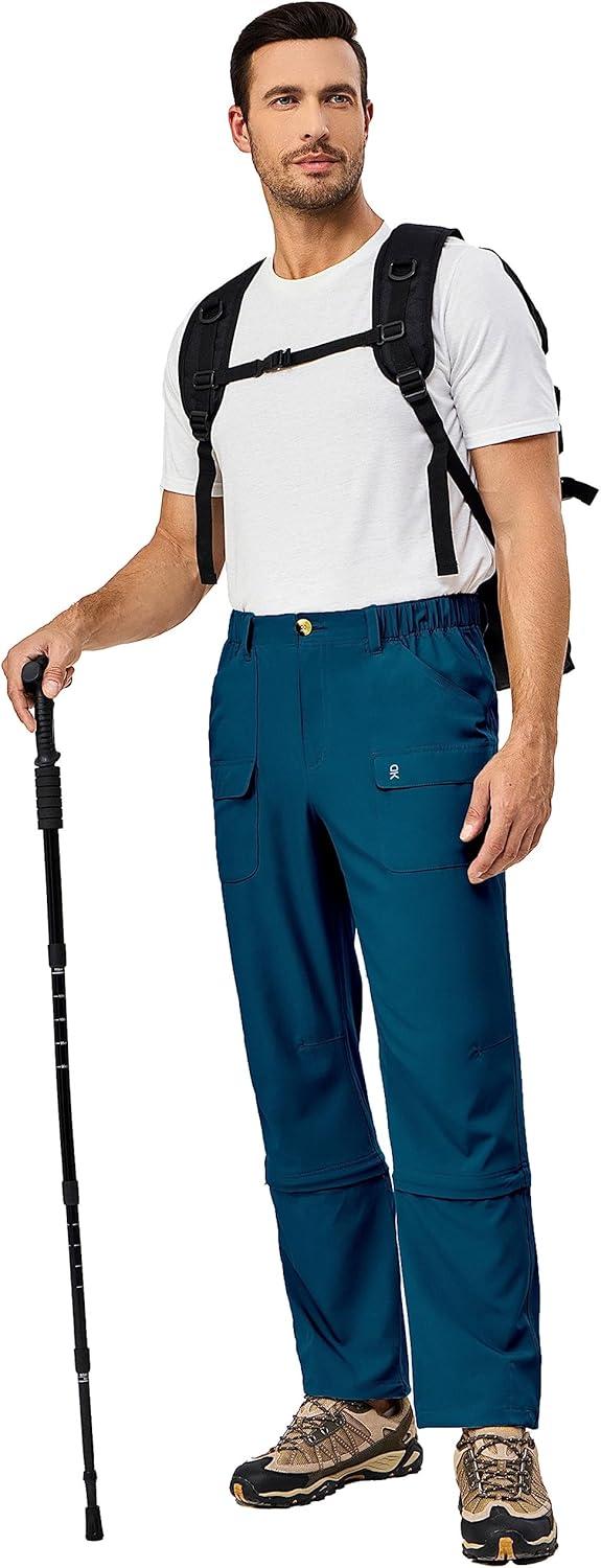 imageLittle Donkey Andy Mens Stretch Convertible Pants ZipOff Lightweight QuickDry Hiking Fishing Travel PantsCapris Navy Blue