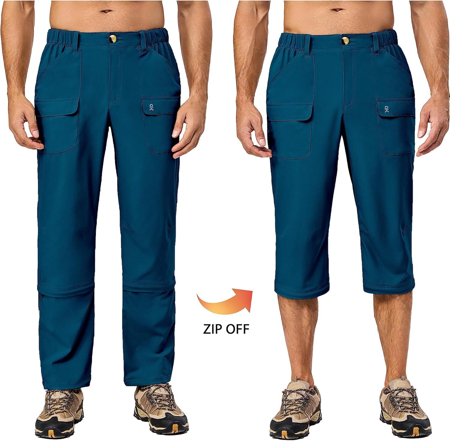 imageLittle Donkey Andy Mens Stretch Convertible Pants ZipOff Lightweight QuickDry Hiking Fishing Travel PantsCapris Navy Blue