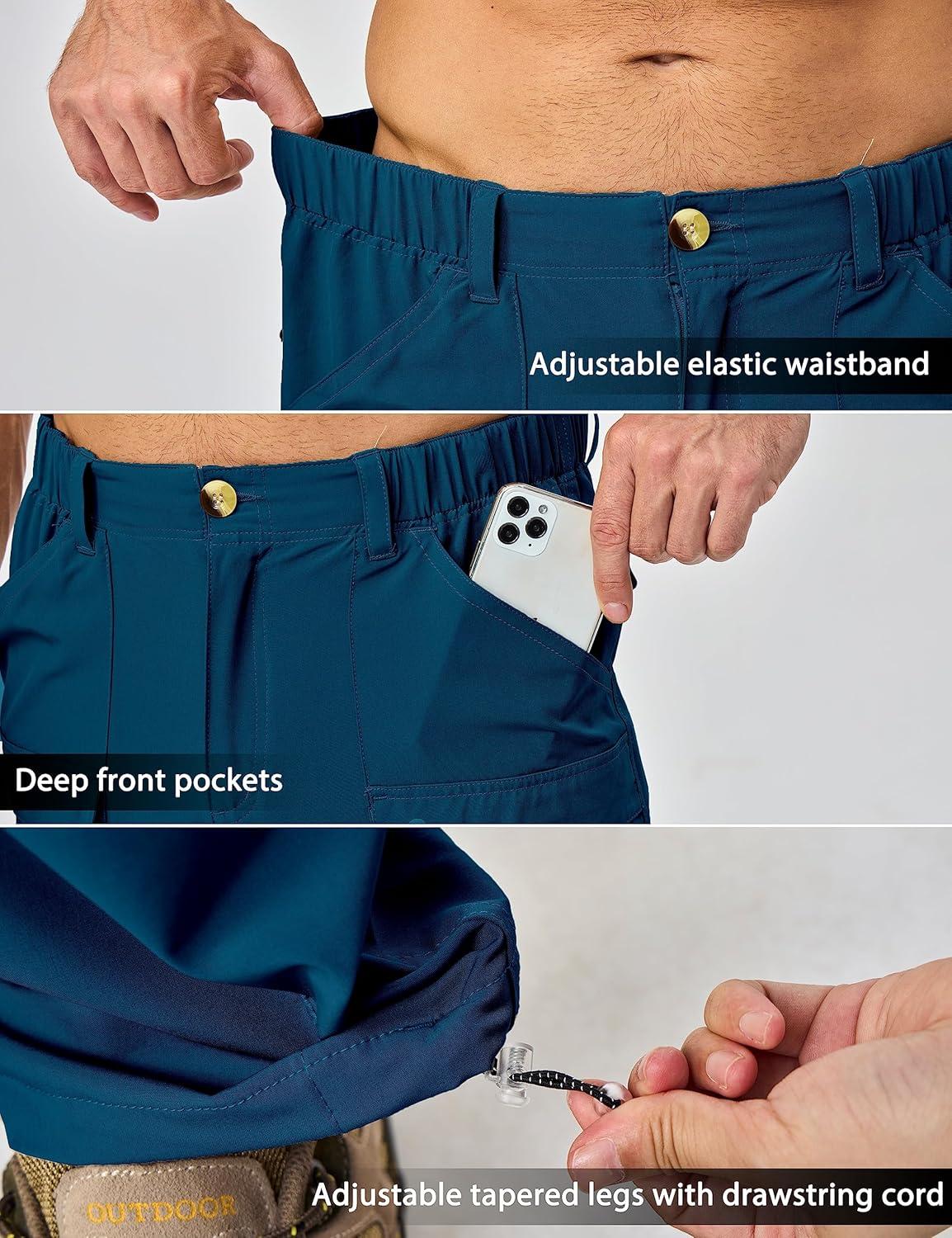 imageLittle Donkey Andy Mens Stretch Convertible Pants ZipOff Lightweight QuickDry Hiking Fishing Travel PantsCapris Navy Blue