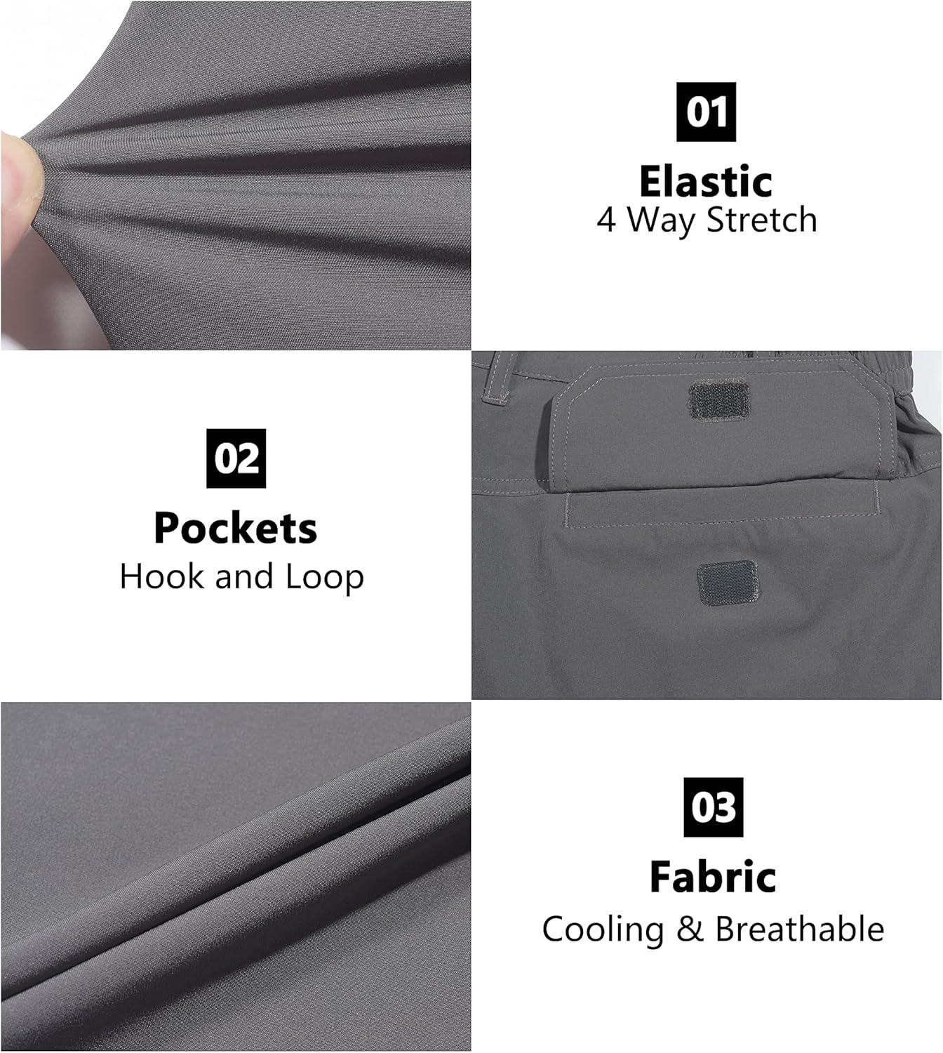 imageLittle Donkey Andy Mens Stretch Convertible Pants ZipOff Lightweight QuickDry Hiking Fishing Travel PantsGrey