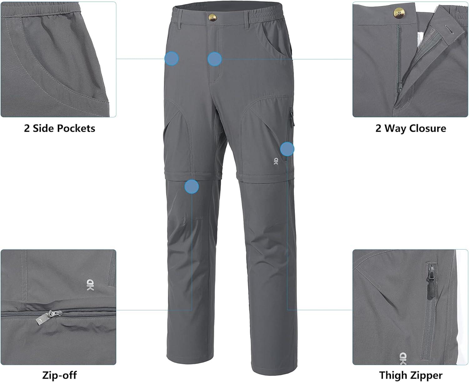 imageLittle Donkey Andy Mens Stretch Convertible Pants ZipOff Lightweight QuickDry Hiking Fishing Travel PantsGrey