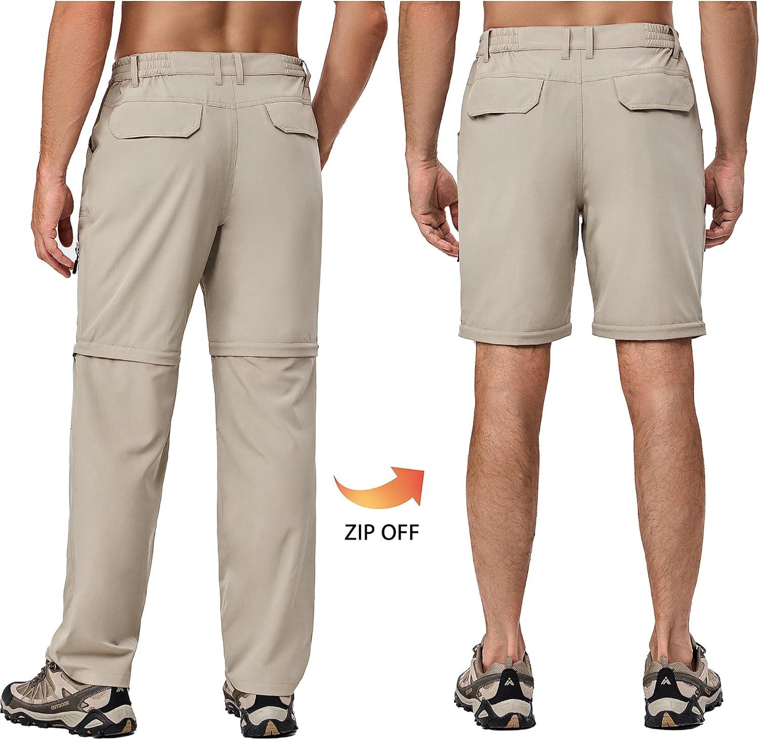 imageLittle Donkey Andy Mens Stretch Convertible Pants ZipOff Lightweight QuickDry Hiking Fishing Travel PantsKhaki