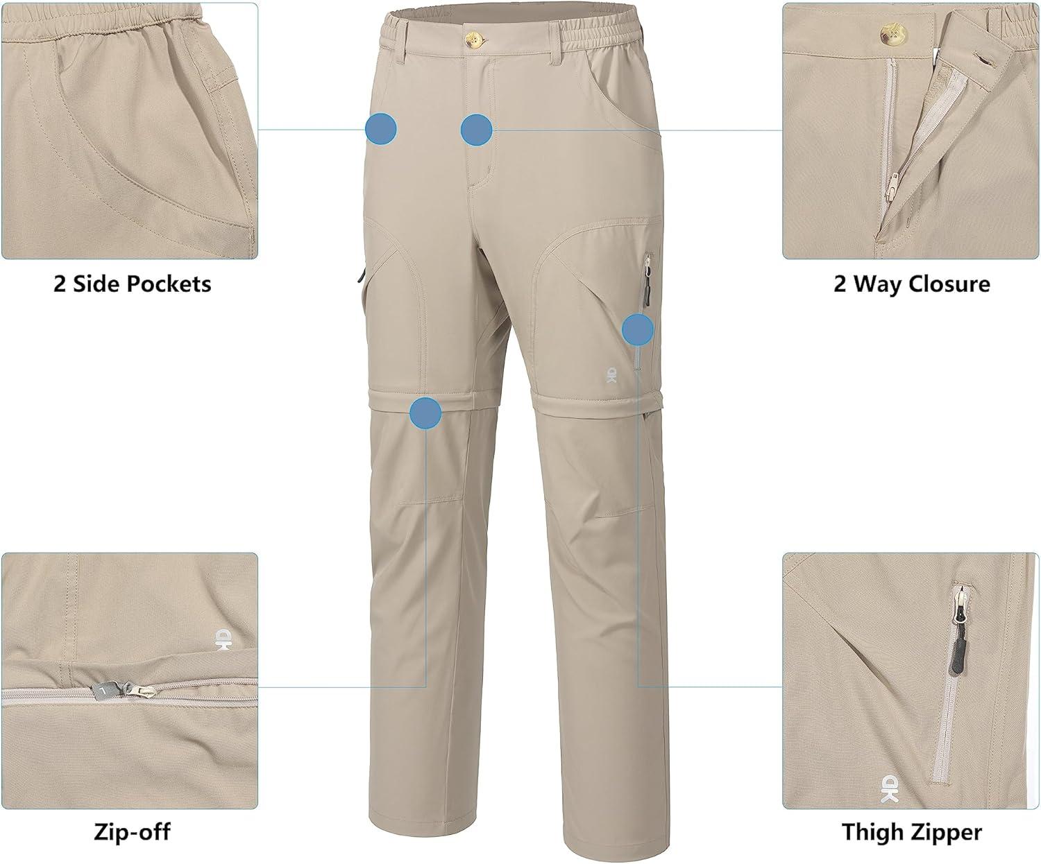 imageLittle Donkey Andy Mens Stretch Convertible Pants ZipOff Lightweight QuickDry Hiking Fishing Travel PantsKhaki