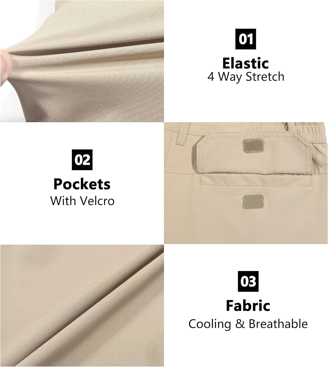 imageLittle Donkey Andy Mens Stretch Convertible Pants ZipOff Lightweight QuickDry Hiking Fishing Travel PantsKhaki
