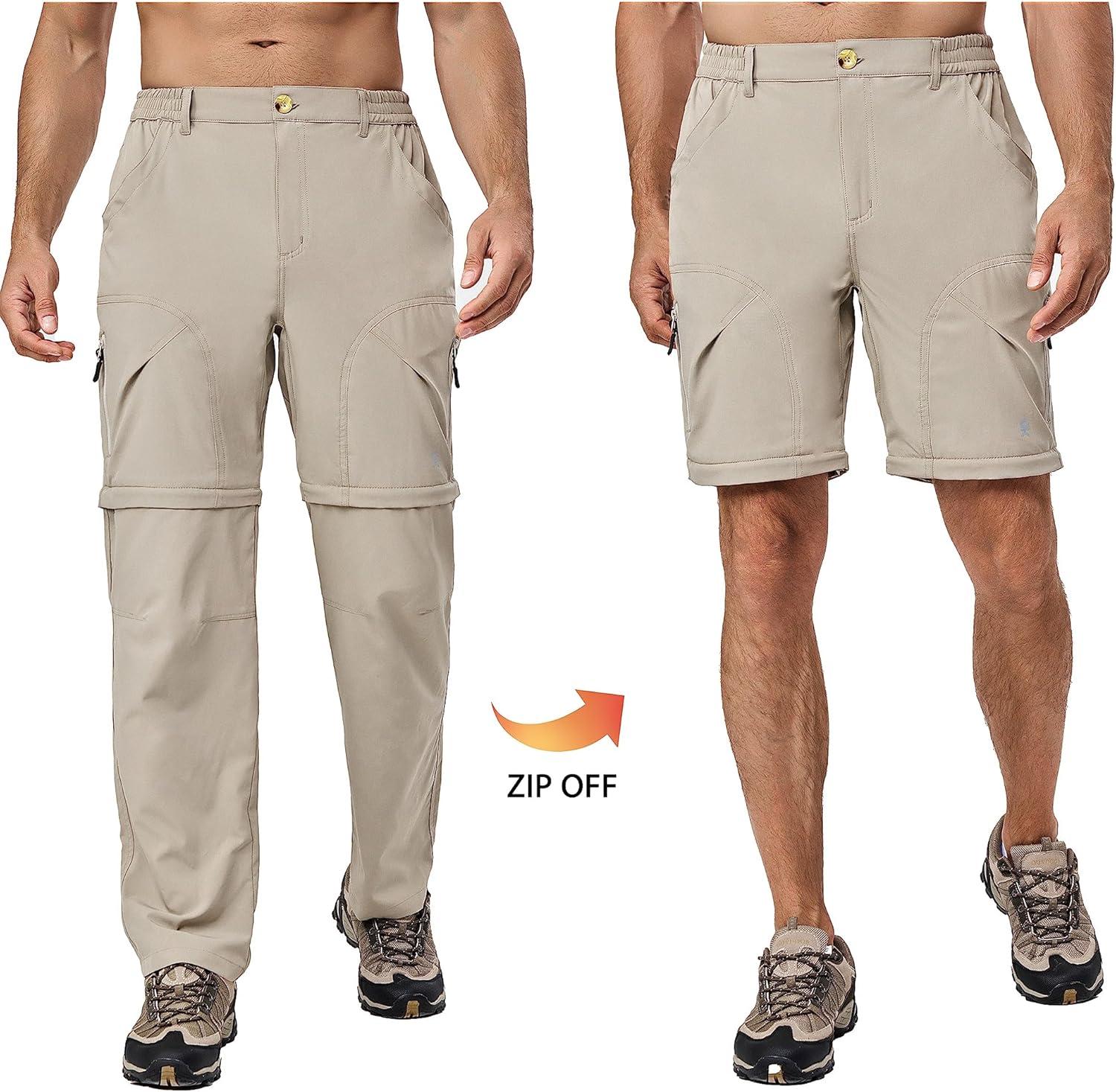imageLittle Donkey Andy Mens Stretch Convertible Pants ZipOff Lightweight QuickDry Hiking Fishing Travel PantsKhaki