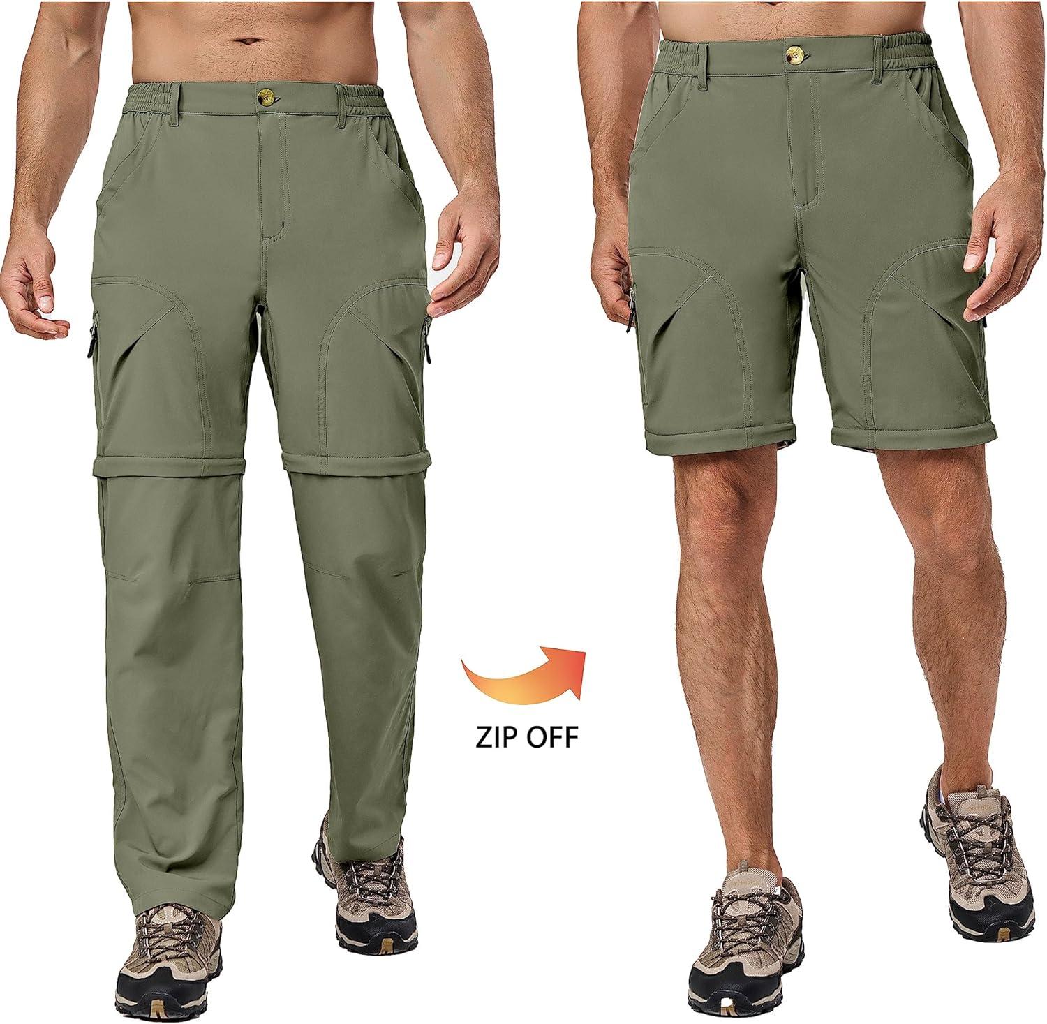 imageLittle Donkey Andy Mens Stretch Convertible Pants ZipOff Lightweight QuickDry Hiking Fishing Travel PantsLaurel Oak