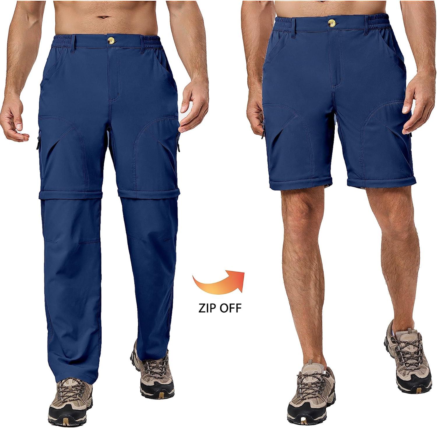 imageLittle Donkey Andy Mens Stretch Convertible Pants ZipOff Lightweight QuickDry Hiking Fishing Travel PantsNavy Blue