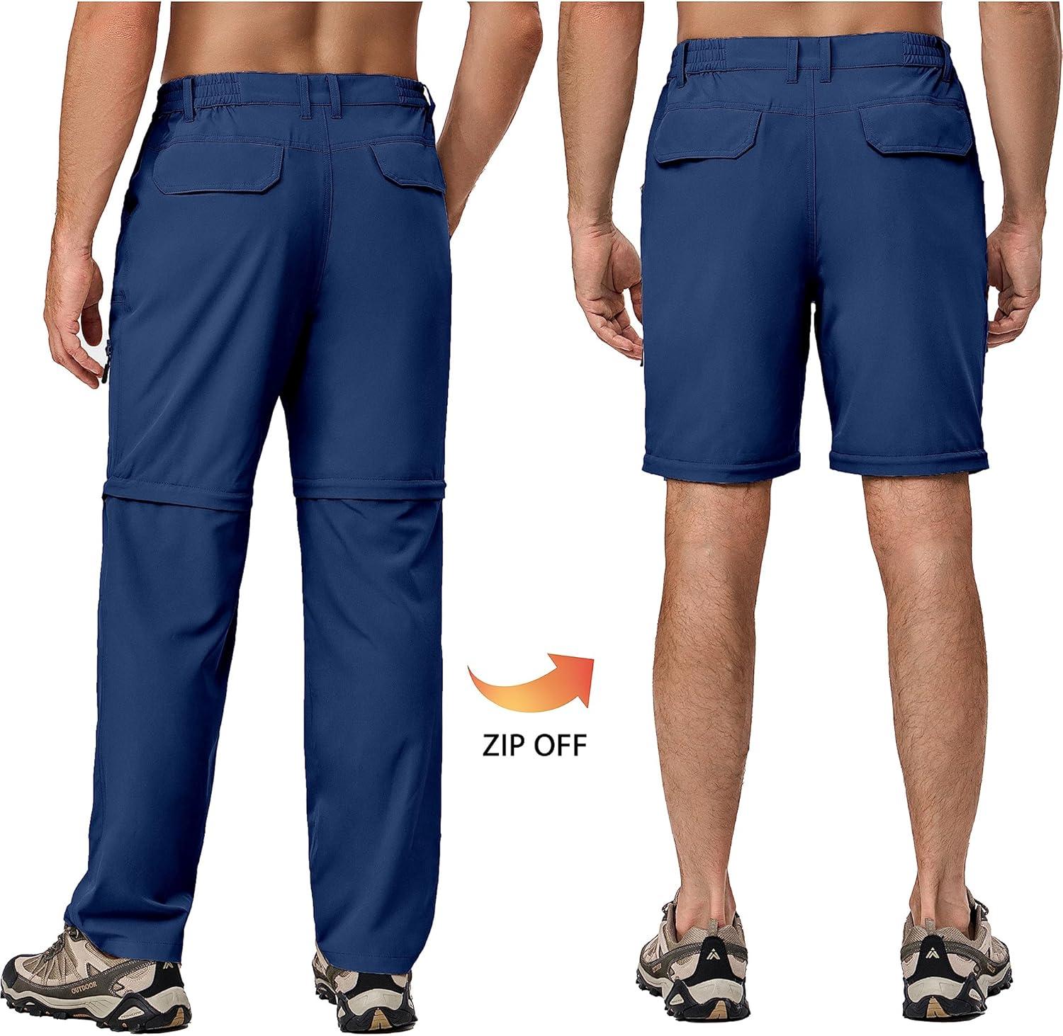 imageLittle Donkey Andy Mens Stretch Convertible Pants ZipOff Lightweight QuickDry Hiking Fishing Travel PantsNavy Blue