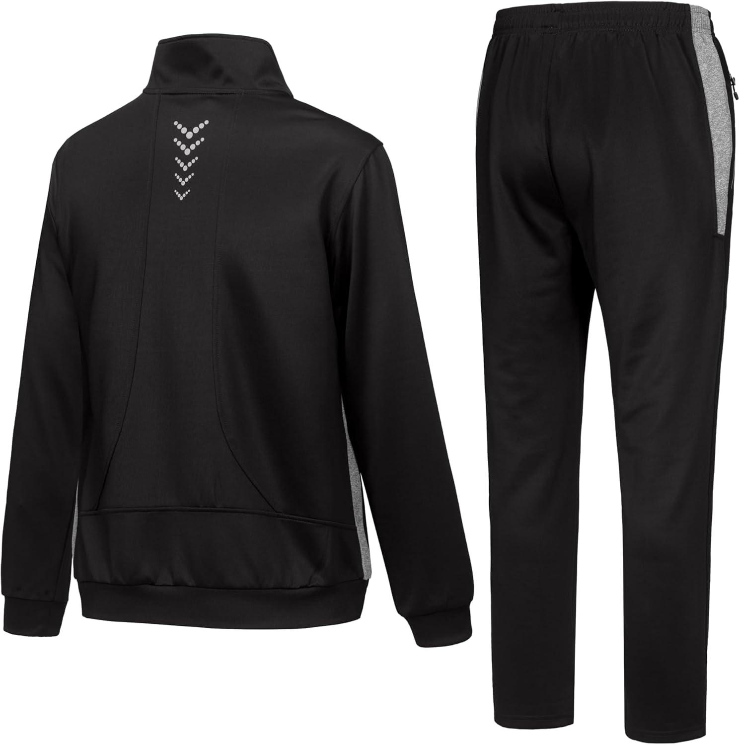 imageLittle Donkey Andy Quick Dry Mens Track Suits 2 Piece Set Stretch Durable Jogging Suit for Men Breathable SweatsuitsBlack